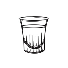 alcohol drinks glass engraving vector set. Vodka, whiskey and cognac. Isolated black and white vintage style . - 445149216
