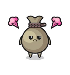 annoyed expression of the cute money sack cartoon character