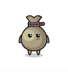 cute money sack character with suspicious expression