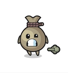 the illustration of the money sack cartoon doing fart