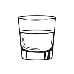 alcohol glass drinks engraving vector set. Vodka, whiskey and cognac. Isolated black and white vintage style . - 445149288