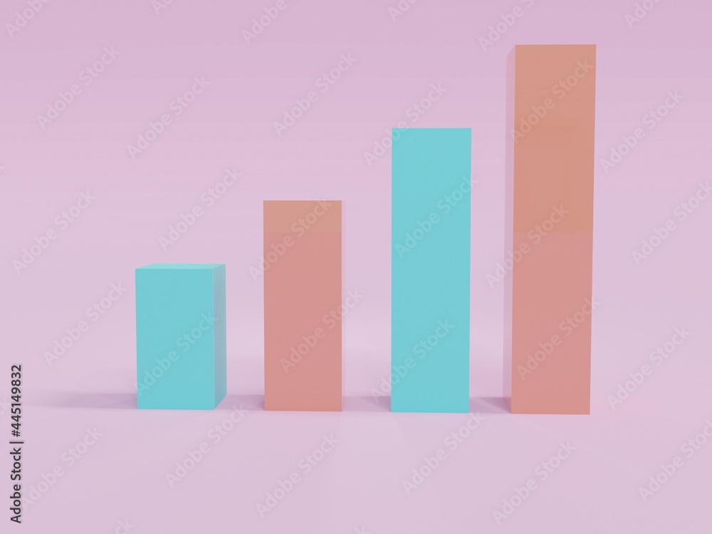 Poster business graph 3d render illustration. growth chart report symbol for progress.