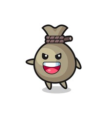 money sack cartoon with very excited pose