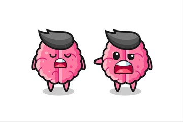 illustration of the argue between two cute brain characters