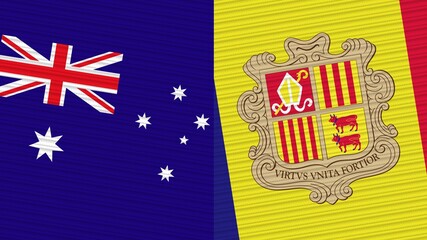 Andorra and Australia Two Half Flags Together Fabric Texture Illustration
