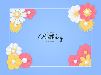 Happy birthday party invitation card background. Universal creative flower greeting card. Carnival flower and celebration card templates. Trendy color style. Vector design element.