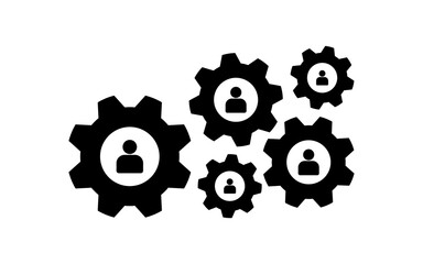 Business team icons set in gears. Infographic icon for web design, logo, application on white background.