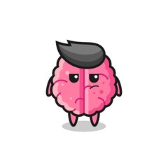 cute brain character with suspicious expression