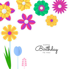 Happy birthday card background with colorful flowers