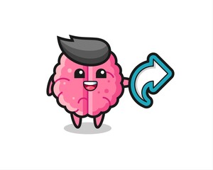 cute brain hold social media share symbol
