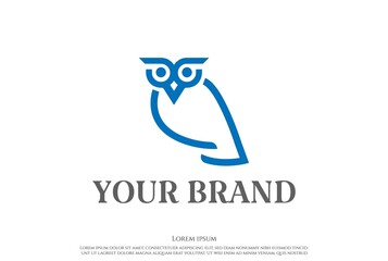 Simple Minimalist Owl Bird Symbol Logo Design Vector