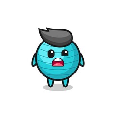 the shocked face of the cute exercise ball mascot