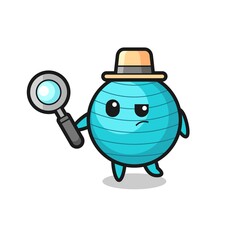 Fototapeta premium exercise ball detective character is analyzing a case