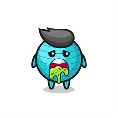 the cute exercise ball character with puke