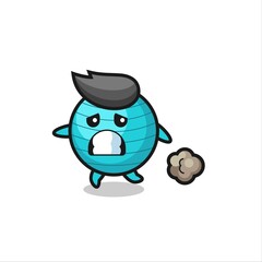 illustration of the exercise ball running in fear