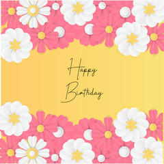 Blue Happy Mothers Day. Brilliant stones. Paper cut flower. Rectangle frame. Paper art of sakura tree and cherry blossom in spring forest with place for your text space. Graphic design for spring.