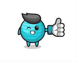 cute exercise ball with social media thumbs up symbol
