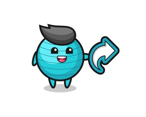 cute exercise ball hold social media share symbol