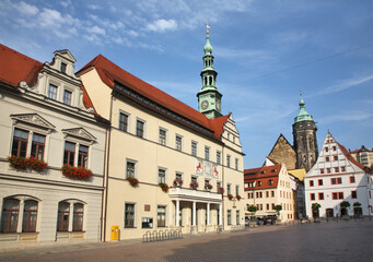 Market square - Am Markt in Pirna. State of Saxony. Germany