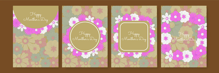 Greeting card with trendy floral and leaves. Happy Birthday. Farm flower. Happy birthday greeting card and party invitation, vector illustration, hand drawn style.