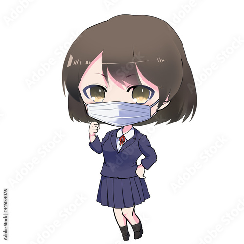 イラスト素材 マスクをしているブレザーの制服の女の子 Animation Wall Mural Animati ヒメヤマユリ