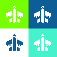 Airplane Flat four color minimal icon set