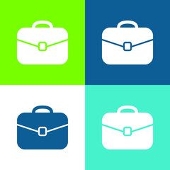 Black Rounded Suitcase Tool Flat four color minimal icon set