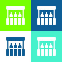 Booth Flat four color minimal icon set