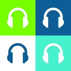 Big Headphones Flat four color minimal icon set