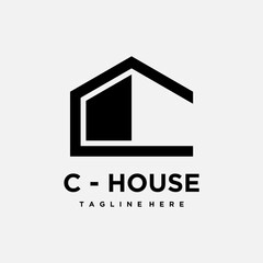 simple and modern letter C and house logo design template