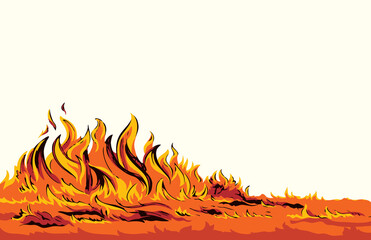 Bright fire. Vector drawing pattern