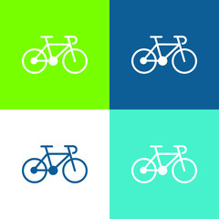 Bike Of A Gymnast Flat four color minimal icon set