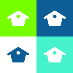 Birds Home Flat four color minimal icon set