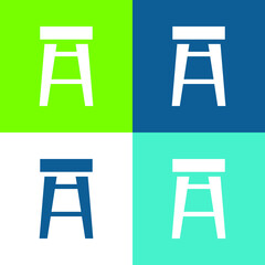 Bar Stool Flat four color minimal icon set