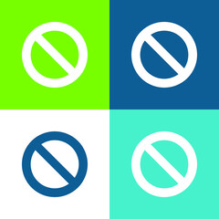 Banned Sign Flat four color minimal icon set