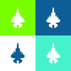 Army Airplane Flat four color minimal icon set