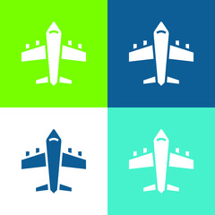 Airplane Flat four color minimal icon set