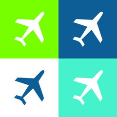 Airliner Flat four color minimal icon set