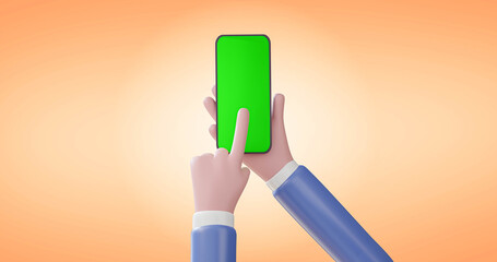 3d Render bussiness hand holding phone, 3d device Mockup.