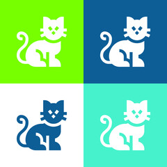 Black Cat Flat four color minimal icon set