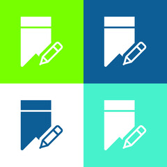Bookmark Flat four color minimal icon set
