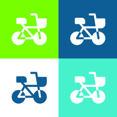 Bicycle Flat four color minimal icon set