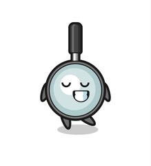 magnifying glass cartoon illustration with a shy expression