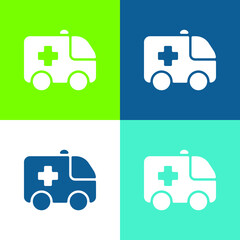 Ambulance Flat four color minimal icon set