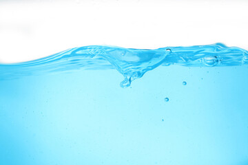 Blue surface water and air bubble isolated on white background