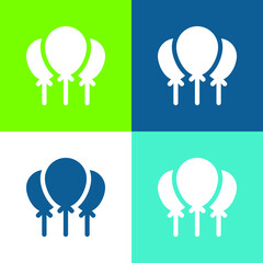 Balloon Flat four color minimal icon set