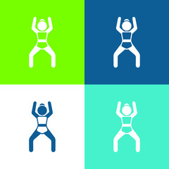 Arms Up Position Flat four color minimal icon set