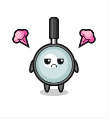 annoyed expression of the cute magnifying glass cartoon character
