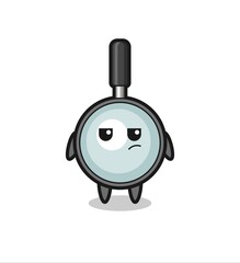 cute magnifying glass character with suspicious expression