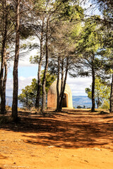 Tower between pine forest in the Utiel mountains